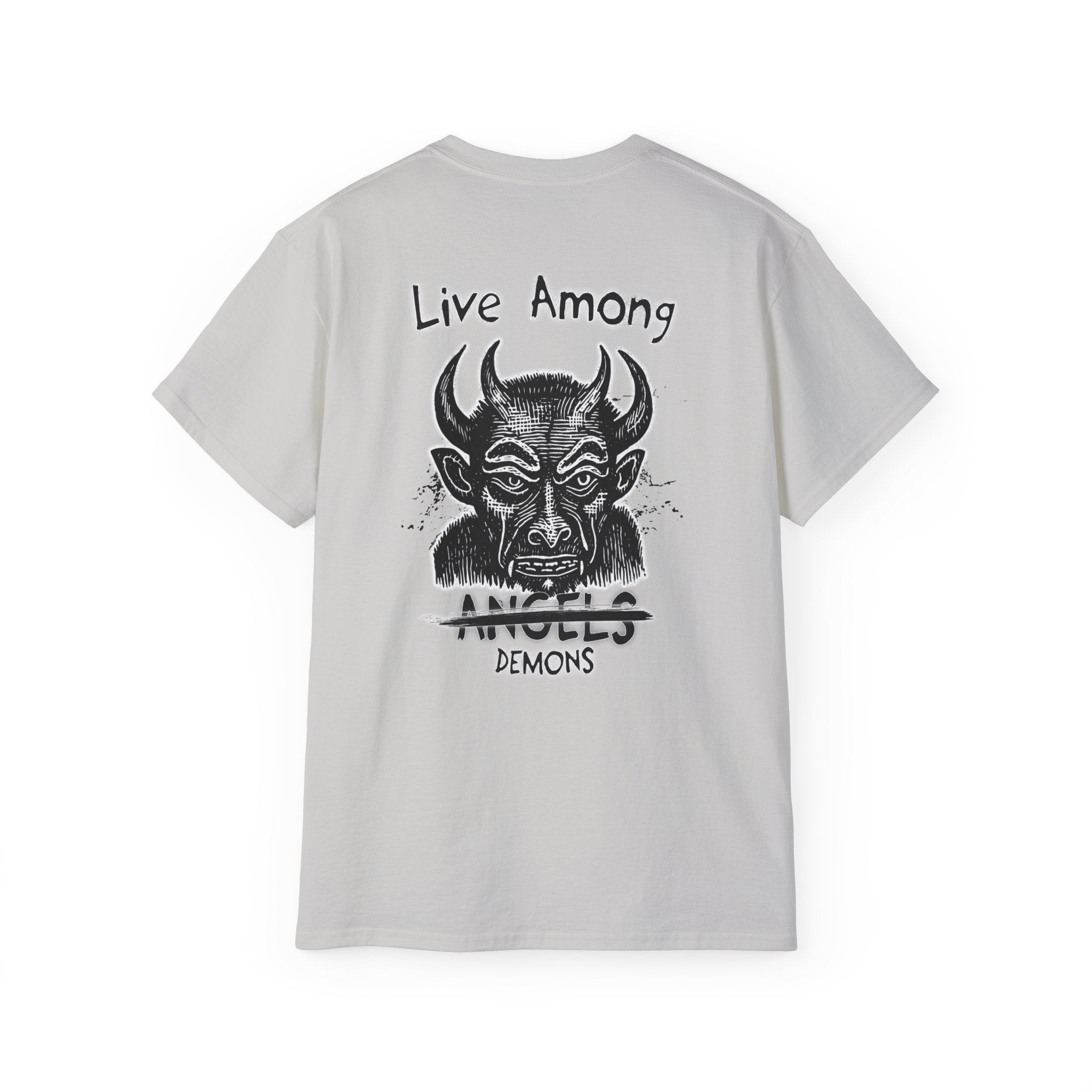 Live Among Demons - Unisex Cotton Tee (Back) - Damned Threads